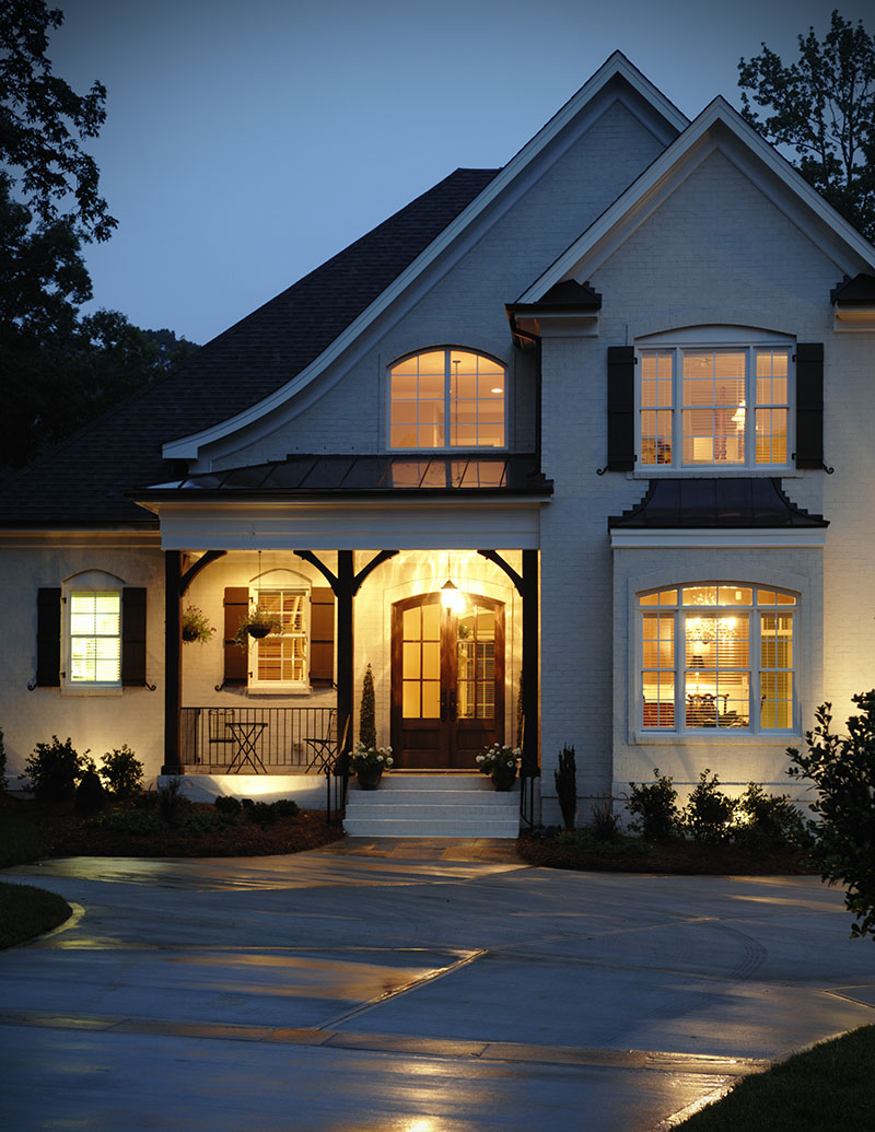House exterior light up at night